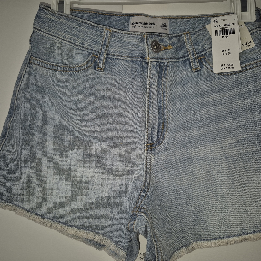 Abercrombie & Fitch Blue Jean Shorts High-Waisted Frayed Hem